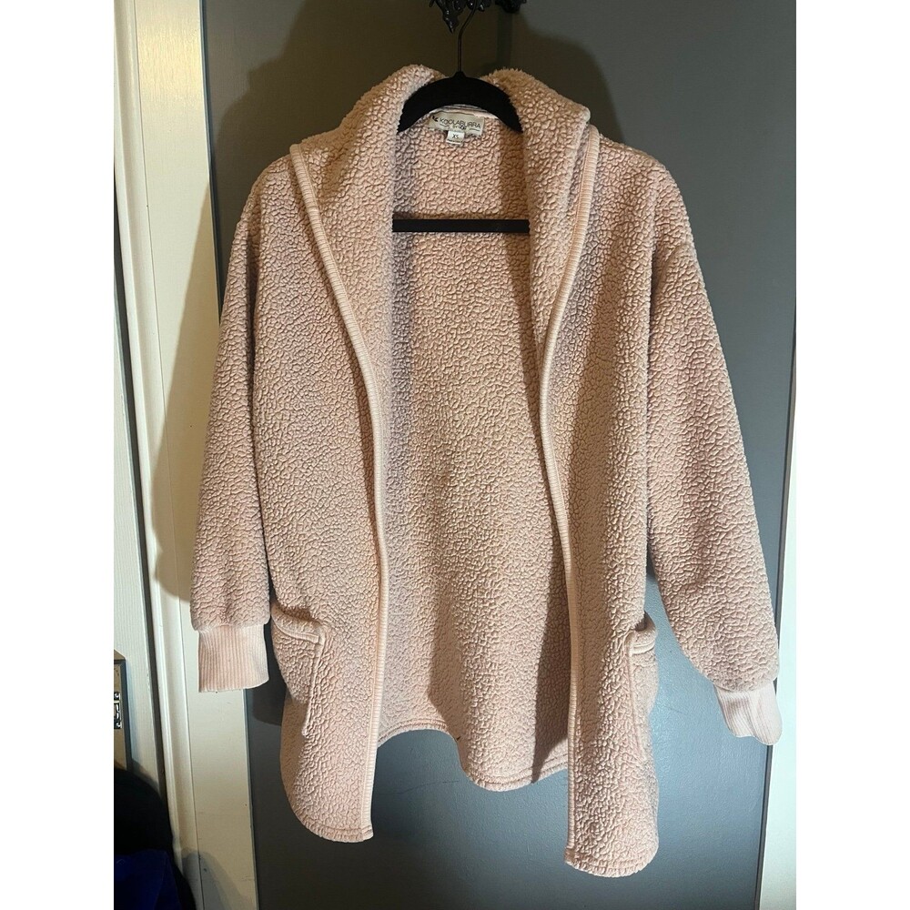Koolaburra by Ugg Jacket Women XS Blush Pink Fuzzy Open Front Hood Pockets